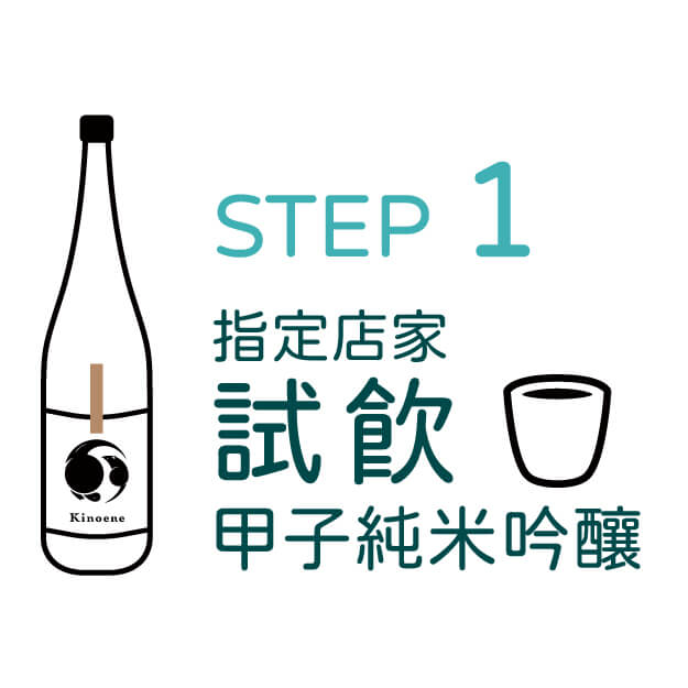 Step1｜指定店家試飲甲子純米吟釀